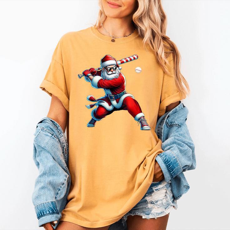 Santa Playing Baseball Men Boys Christmas Baseball Player Women's Comfort Colors T-Shirt Santa Playing Baseball Men Boys Christmas Baseball Player Women's Comfort Colors T-Shirt
