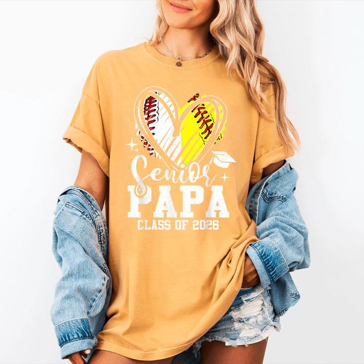 Senior Papa Class Of 2026 Baseball Softball Graduation Heart Women's Comfort Colors T-Shirt
