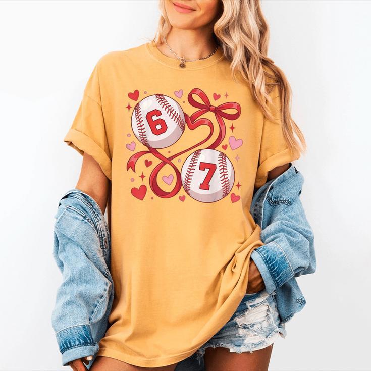 Six Seven Baseball Lover Sports Red Heart Bow Valentine Girl Women's Comfort Colors T-Shirt Six Seven Baseball Lover Sports Red Heart Bow Valentine Girl Women's Comfort Colors T-Shirt