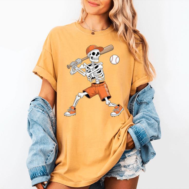 Skeleton Batting Baseball Halloween Women's Comfort Colors T-Shirt