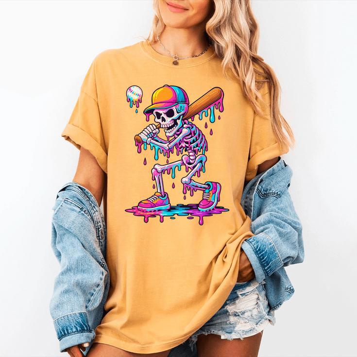 Skelton Playing Baseball Halloween Baseball Drip Boys Kids Women's Comfort Colors T-Shirt Skelton Playing Baseball Halloween Baseball Drip Boys Kids Women's Comfort Colors T-Shirt