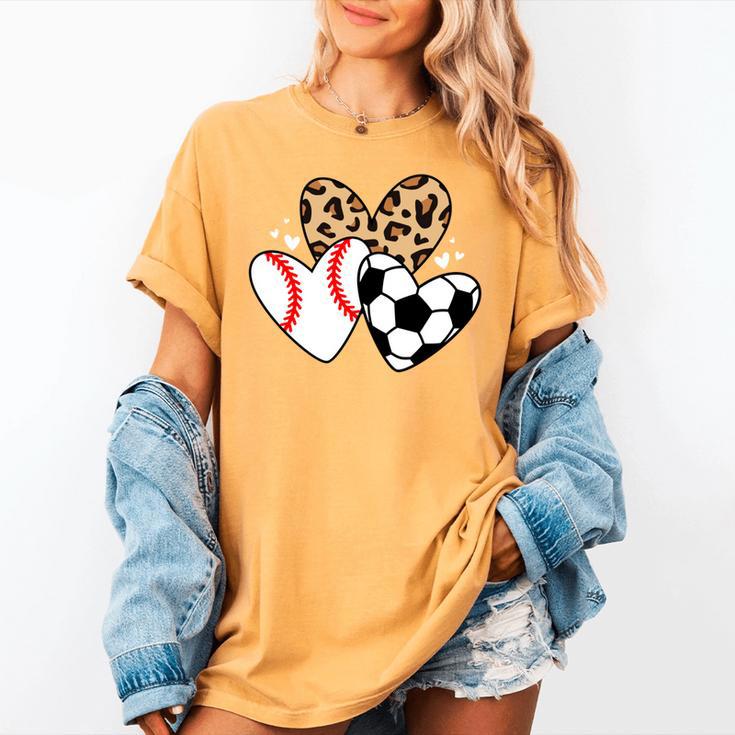 Soccer Baseball Heart Soccer Baseball Mom Women's Comfort Colors T-Shirt
