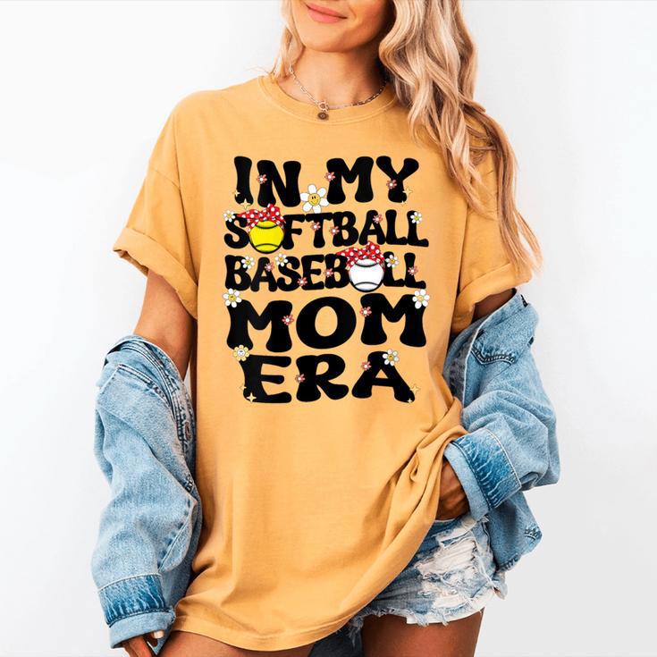 In My Softball Baseball Mom Era Retro Groovy Mom Of Both Women's Comfort Colors T-Shirt In My Softball Baseball Mom Era Retro Groovy Mom Of Both Women's Comfort Colors T-Shirt