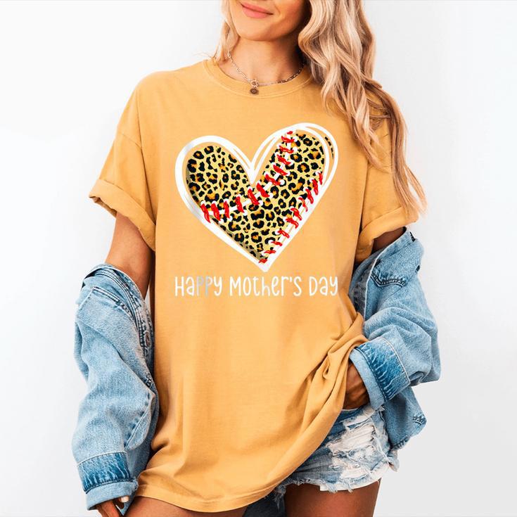 Softball Baseball Mom Valentine Leopard Heart Mother's Day Women's Comfort Colors T-Shirt