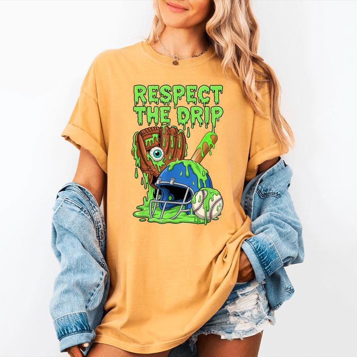 Spooky Zombie Respect The Drip Baseball Halloween Women's Comfort Colors T-Shirt Spooky Zombie Respect The Drip Baseball Halloween Women's Comfort Colors T-Shirt