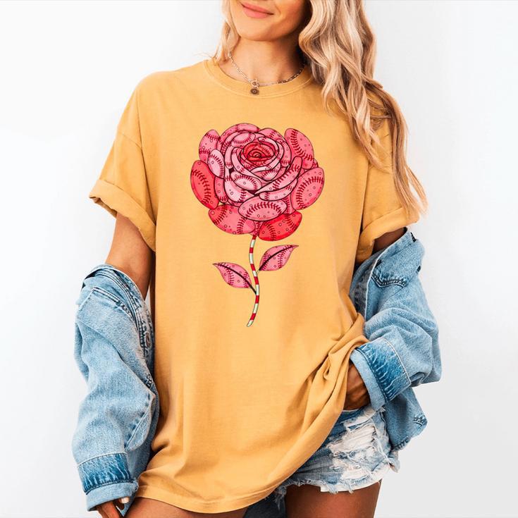 Sporty Rose Graphic With Baseball And Rugby Ball Petals Women's Comfort Colors T-Shirt Sporty Rose Graphic With Baseball And Rugby Ball Petals Women's Comfort Colors T-Shirt