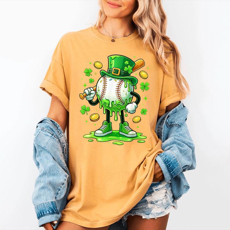 St Patrick Day Baseball Drip Ice Cream Baseball Women's Comfort Colors T-Shirt