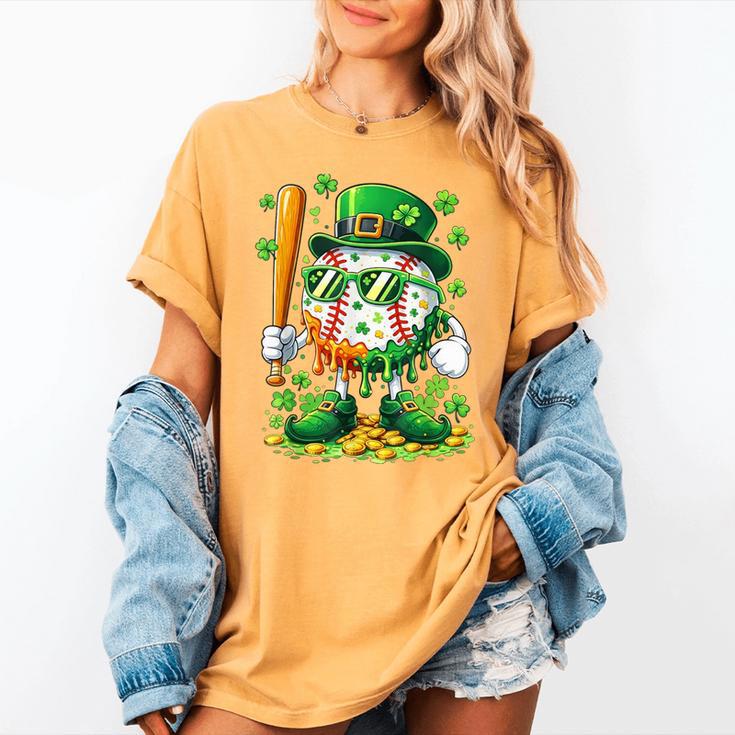 St Patricks Day Baseball Ice Cream Baseball Player Cartoon Women's Comfort Colors T-Shirt St Patricks Day Baseball Ice Cream Baseball Player Cartoon Women's Comfort Colors T-Shirt