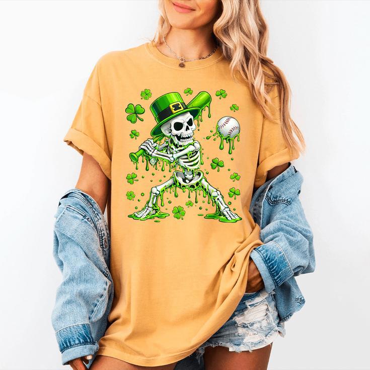 St Patricks Day Baseball Skeleton Irish Leprechaun Hat Boys Women's Comfort Colors T-Shirt