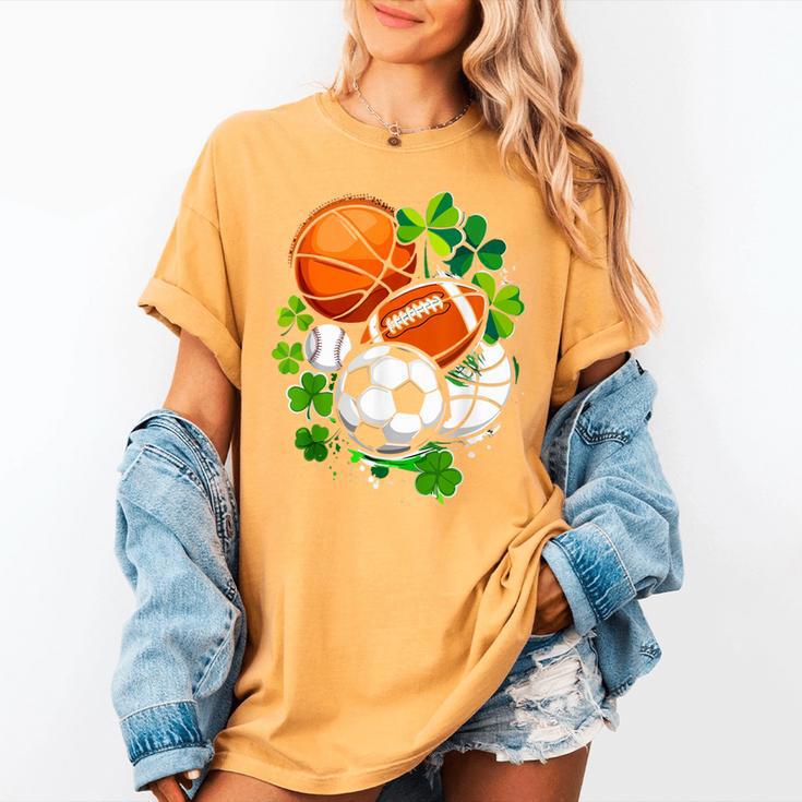 St Patricks Day Shamrock Basketball Baseball Football Soccer Women's Comfort Colors T-Shirt St Patricks Day Shamrock Basketball Baseball Football Soccer Women's Comfort Colors T-Shirt