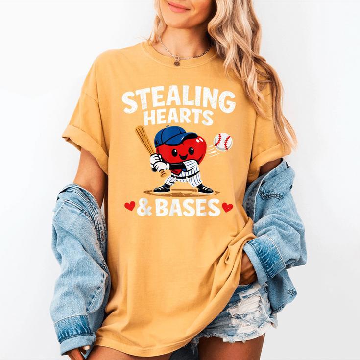 Stealing Hearts & Bases Valentine’s Day Baseball Love Women's Comfort Colors T-Shirt Stealing Hearts & Bases Valentine’s Day Baseball Love Women's Comfort Colors T-Shirt