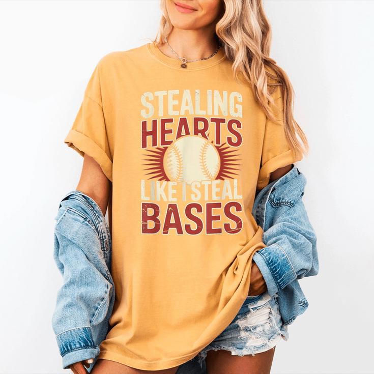 Stealing Hearts Like I Steal Bases Baseball Valentine Retro Women's Comfort Colors T-Shirt Stealing Hearts Like I Steal Bases Baseball Valentine Retro Women's Comfort Colors T-Shirt