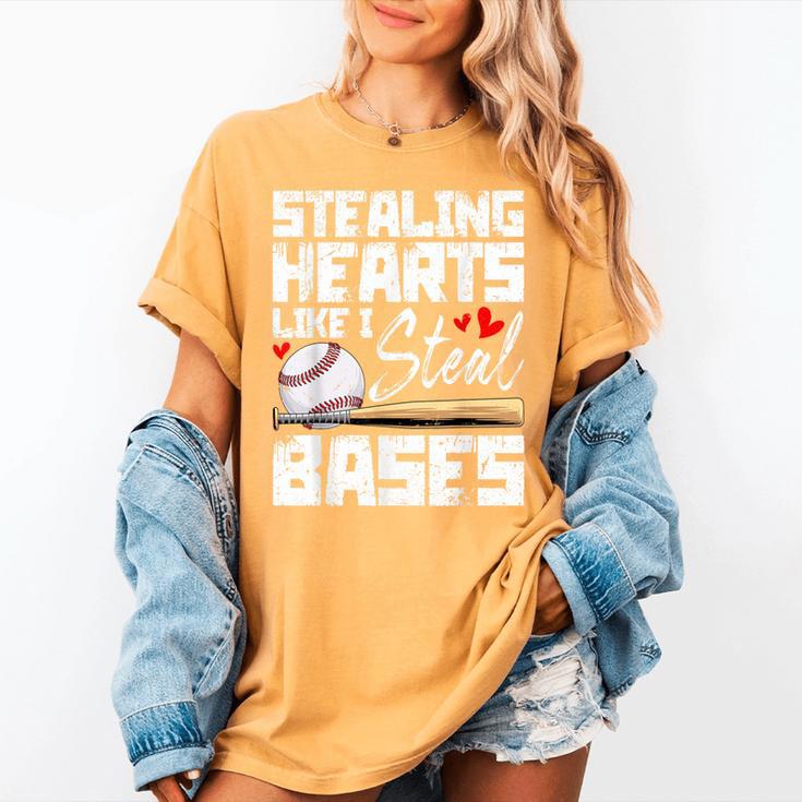 Stealing Hearts Like I Steal Bases Baseball Valentines Women's Comfort Colors T-Shirt