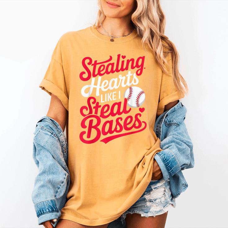 Stealing Hearts Like I Steal Bases Cute Baseball Boys Women's Comfort Colors T-Shirt Stealing Hearts Like I Steal Bases Cute Baseball Boys Women's Comfort Colors T-Shirt