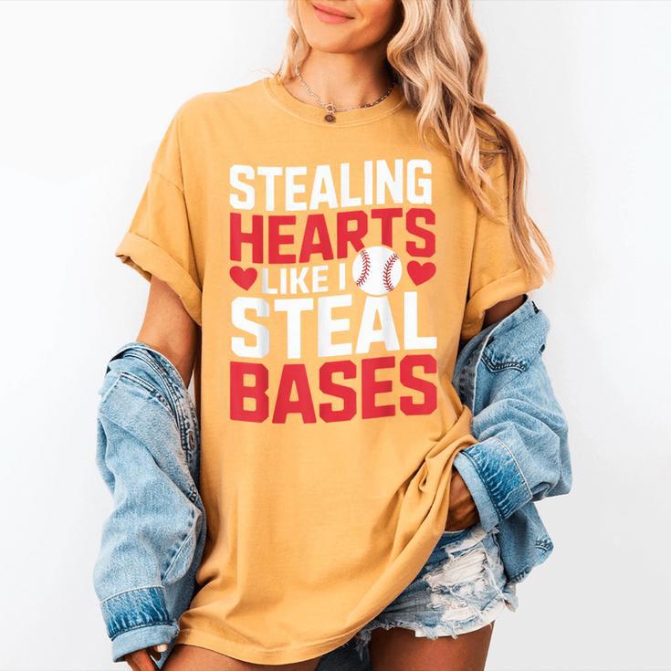 Stealing Hearts Like I Steal Bases Cute Baseball Kids Women's Comfort Colors T-Shirt Stealing Hearts Like I Steal Bases Cute Baseball Kids Women's Comfort Colors T-Shirt