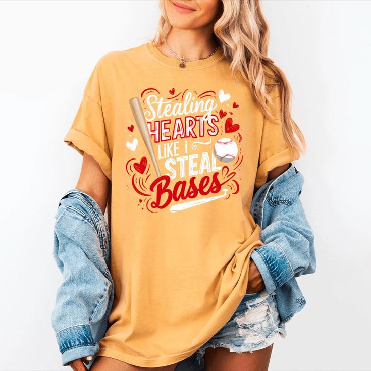 Stealing Hearts Like I Steal Bases Softball Baseball Batter Women's Comfort Colors T-Shirt Stealing Hearts Like I Steal Bases Softball Baseball Batter Women's Comfort Colors T-Shirt