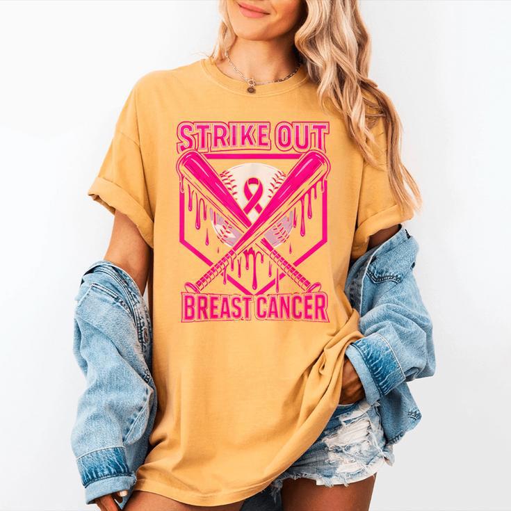 Strike Out Breast Cancer Baseball Ice Cream Drip Women's Comfort Colors T-Shirt Strike Out Breast Cancer Baseball Ice Cream Drip Women's Comfort Colors T-Shirt
