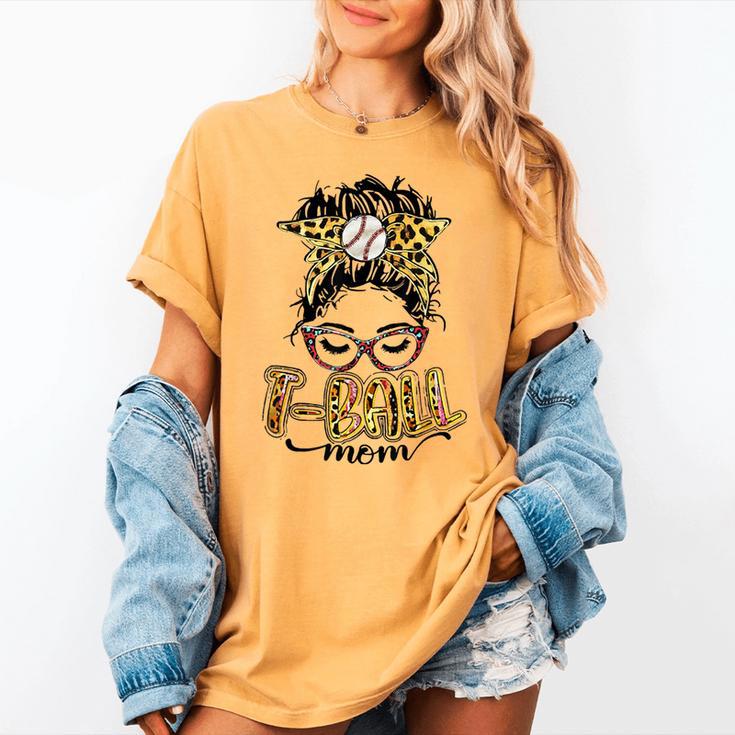 T Ball Mom Messy Bun Leopard Baseball Mom Leopard Women's Comfort Colors T-Shirt T Ball Mom Messy Bun Leopard Baseball Mom Leopard Women's Comfort Colors T-Shirt