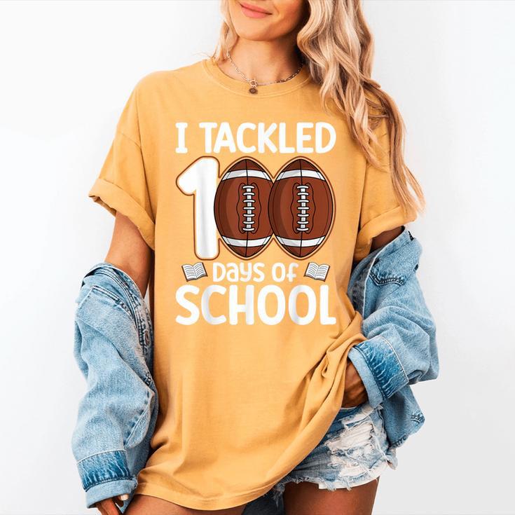 I Tackled 100 Days Of School Baseball Player Kids Teacher Women's Comfort Colors T-Shirt I Tackled 100 Days Of School Baseball Player Kids Teacher Women's Comfort Colors T-Shirt