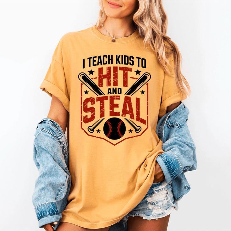 I Teach Kids To Hit And Steal Baseball Softball Coach Premium Tri-Blend Women's Comfort Colors T-Shirt I Teach Kids To Hit And Steal Baseball Softball Coach Premium Tri-Blend Women's Comfort Colors T-Shirt