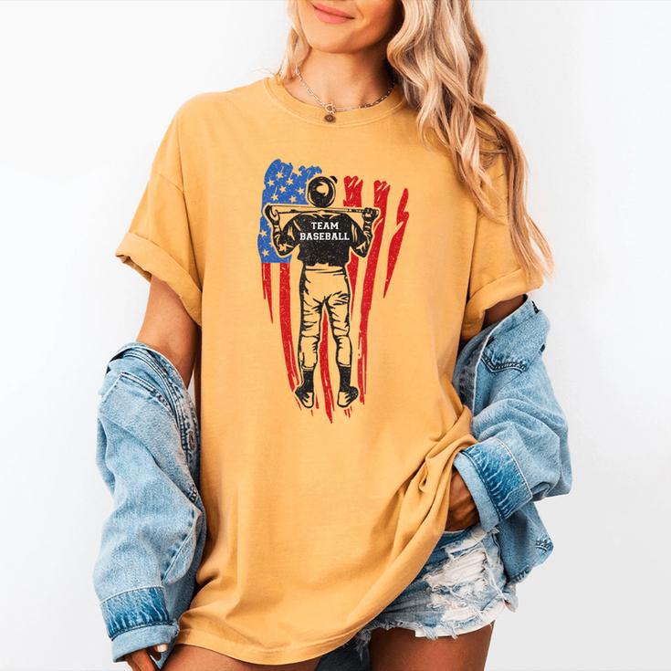US Flag Baseball Player Batter Sport Lover Team Coach Family Women's Comfort Colors T-Shirt US Flag Baseball Player Batter Sport Lover Team Coach Family Women's Comfort Colors T-Shirt