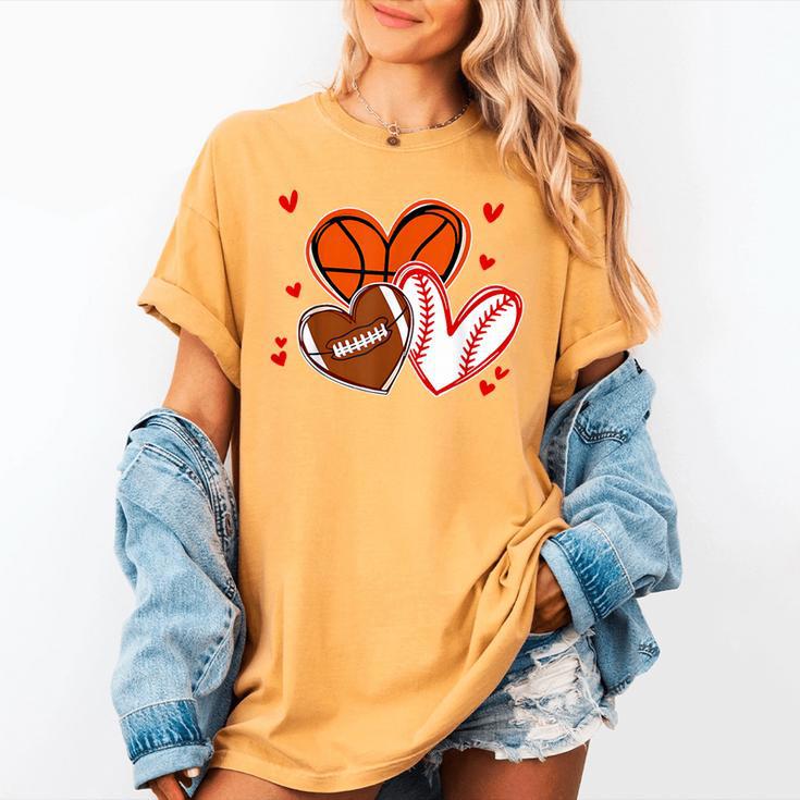 Valentines Baseball Basketball Football Heart Boy Men Women's Comfort Colors T-Shirt Valentines Baseball Basketball Football Heart Boy Men Women's Comfort Colors T-Shirt