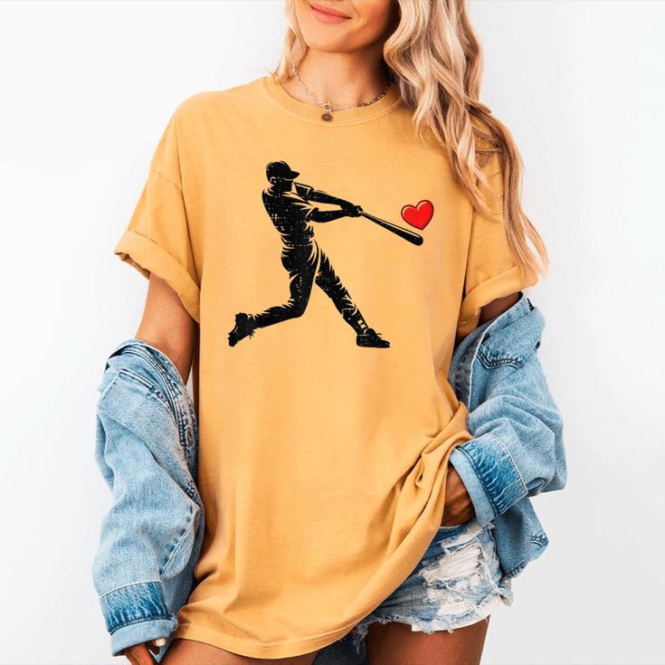 Valentines Day Baseball Batter Silhouette Heart Men Boys Kid Women's Comfort Colors T-Shirt
