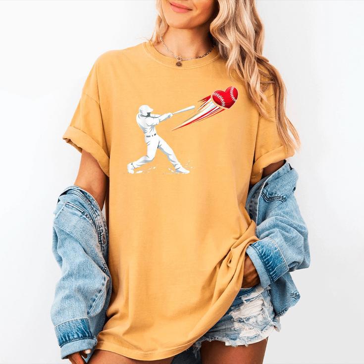 Valentines Day Baseball Batter Silhouette Heart Women's Comfort Colors T-Shirt