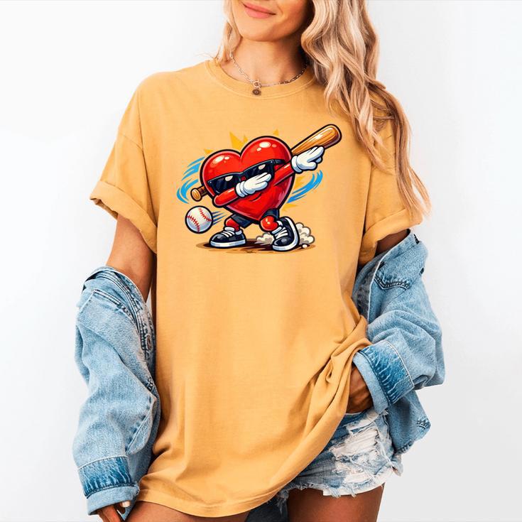 Valentines Day Baseball Dabbing Red Heart Love Boys Women's Comfort Colors T-Shirt