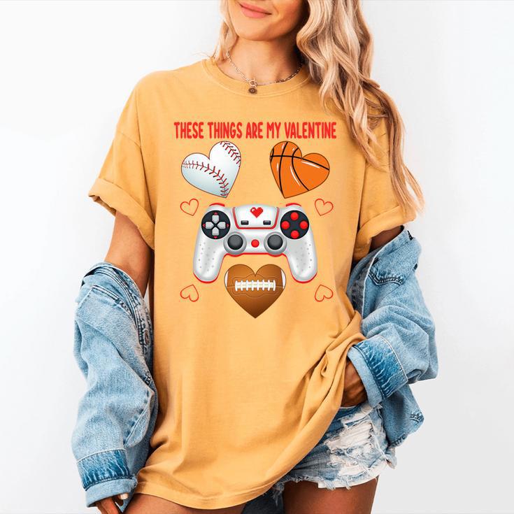 Valentines Day Boys Men Hearts Gaming Football Baseball Love Premium Tri-Blend Women's Comfort Colors T-Shirt