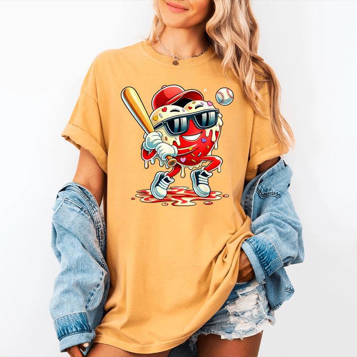 Valentines Day Heart Baseball Drip Ice Cream Boys Kids Men Women's Comfort Colors T-Shirt