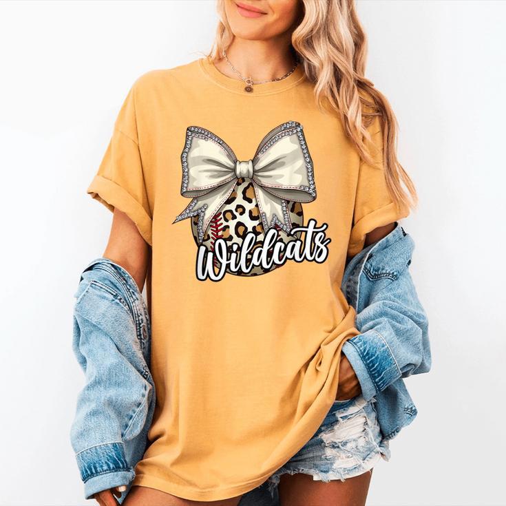 Wildcats Baseball Leopard Print Coquette Bow Mascot Game Day Women's Comfort Colors T-Shirt Wildcats Baseball Leopard Print Coquette Bow Mascot Game Day Women's Comfort Colors T-Shirt