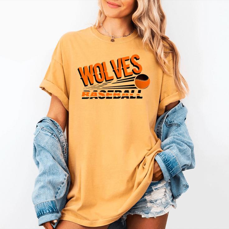 Wolves Baseball Team Baseball Mom Wolf Sports School Spirit Women's Comfort Colors T-Shirt