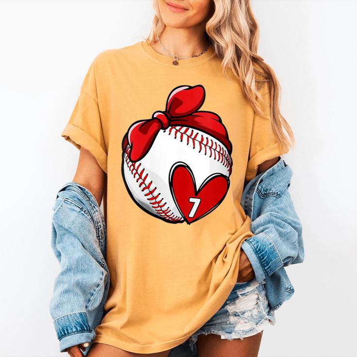Womens Custom Baseball Mom Number 7 Heart For Mom Mommy Women's Comfort Colors T-Shirt Womens Custom Baseball Mom Number 7 Heart For Mom Mommy Women's Comfort Colors T-Shirt