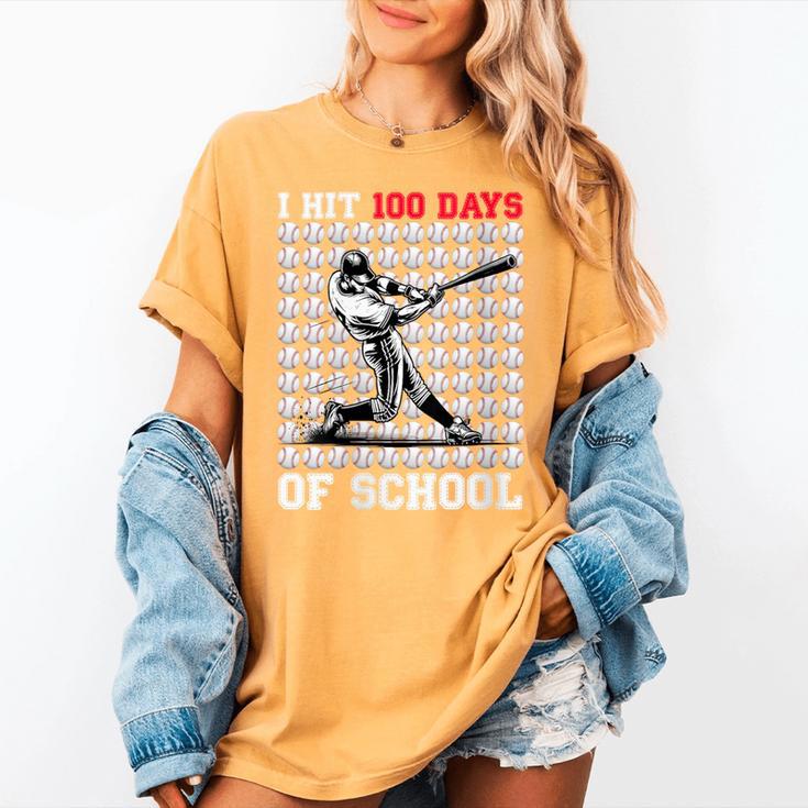 Women's I Hit 100 Days Of School Baseball 100th Day Boys Kids Women's Comfort Colors T-Shirt Women's I Hit 100 Days Of School Baseball 100th Day Boys Kids Women's Comfort Colors T-Shirt