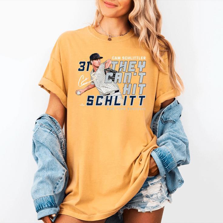 They Can't Hit Schlitt Cam Schlittler New York Baseball MLBP Women's Comfort Colors T-Shirt They Can't Hit Schlitt Cam Schlittler New York Baseball MLBP Women's Comfort Colors T-Shirt