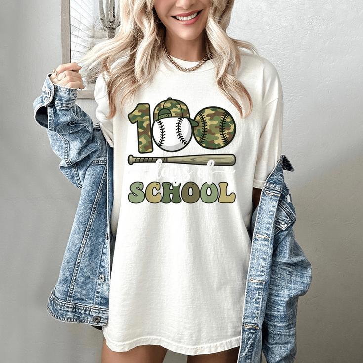 100 Days Of School Baseball Camo Art For Boys Kids Students Women's Comfort Colors T-Shirt