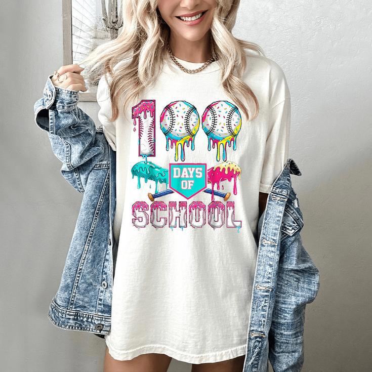 100 Days Of School Boys Kids 100th Day Of School Baseball Women's Comfort Colors T-Shirt