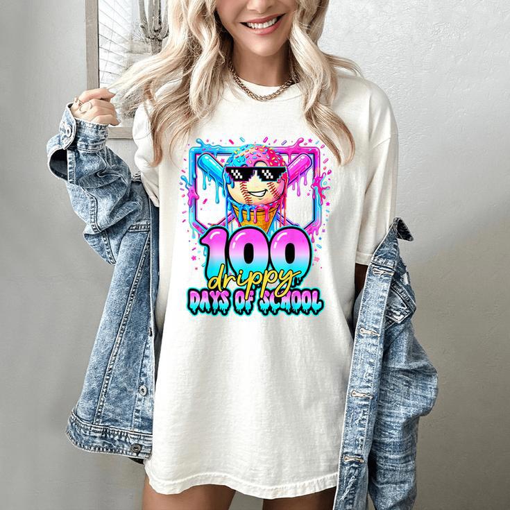 100 Drippy Days Of School Baseball Ice Cream 100th Day Boys Women's Comfort Colors T-Shirt