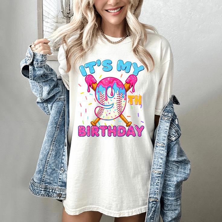 9th Birthday Baseball 9 Year Old Ice Cream Drip Boy Baseball Women's Comfort Colors T-Shirt