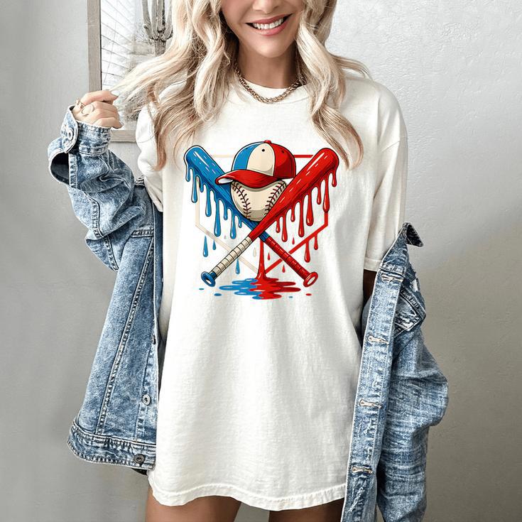 American Baseball Drip Graffiti Ball And Bat Women's Comfort Colors T-Shirt