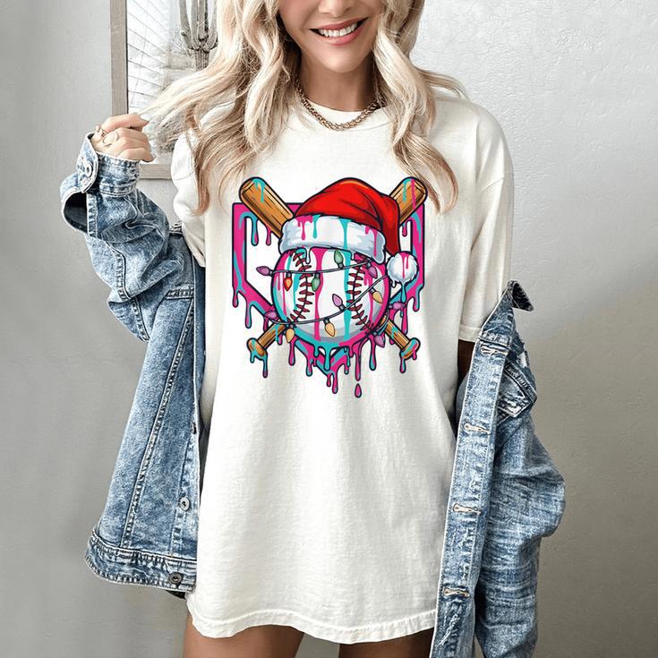 Baseball Christmas Santa Hat Baseball Christmas Drip Women's Comfort Colors T-Shirt