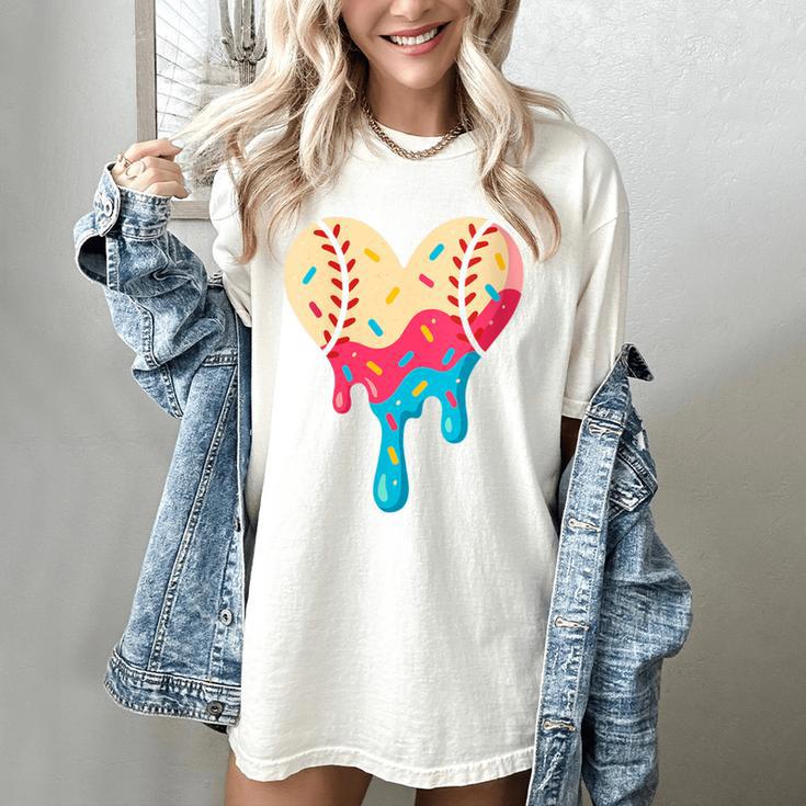 Baseball Drip Melting Ice Cream Baseball Heart Boys Girls Women's Comfort Colors T-Shirt