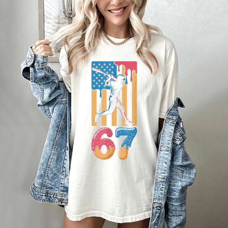 Baseball Drip USA Flag 67 Player 67th Birthday Ice Cream 67 Women's Comfort Colors T-Shirt