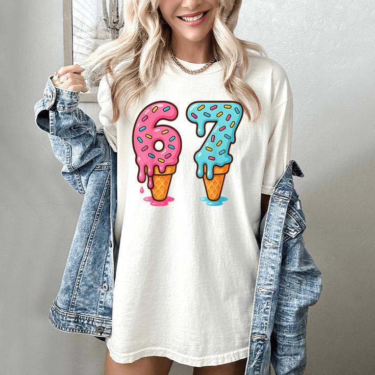 Baseball Ice Cream Drip 6 7 Kids 67 Birthday Women's Comfort Colors T-Shirt