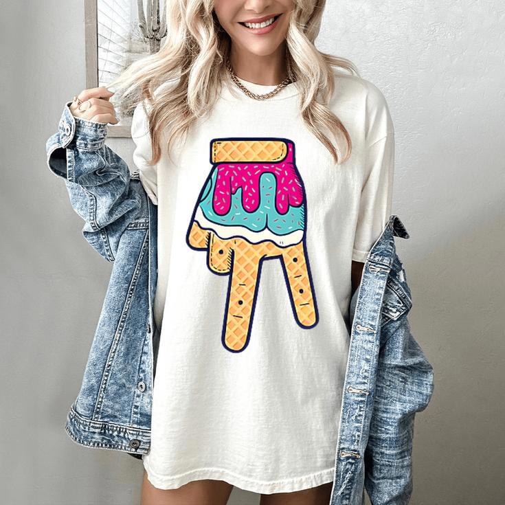 Baseball Ice Cream Drip Home Plate Glove Respect Drip 2 Side Women's Comfort Colors T-Shirt