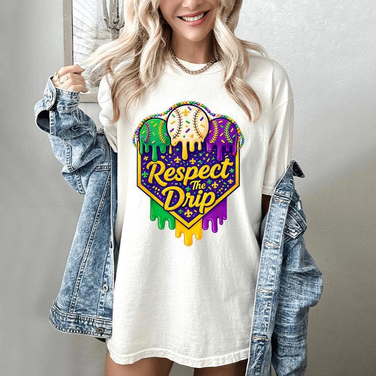 Baseball Ice Cream Respect The Drip Mardi Gras Carnival Boys Women's Comfort Colors T-Shirt
