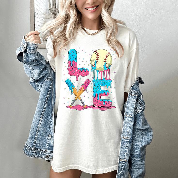 Baseball Love Drip Ice Cream Colorful Baseball Women's Comfort Colors T-Shirt