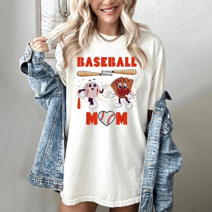 Baseball Mom Heart Baseball Mama Mother's Day Women's Comfort Colors T-Shirt