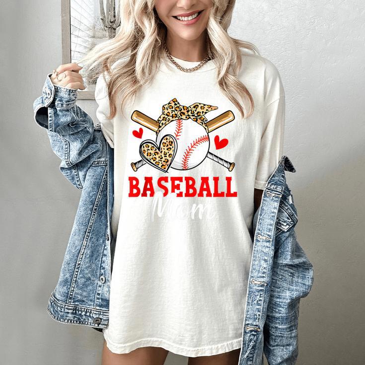 Baseball Mom Leopard Heart Mother's Day Girls Women's Comfort Colors T-Shirt